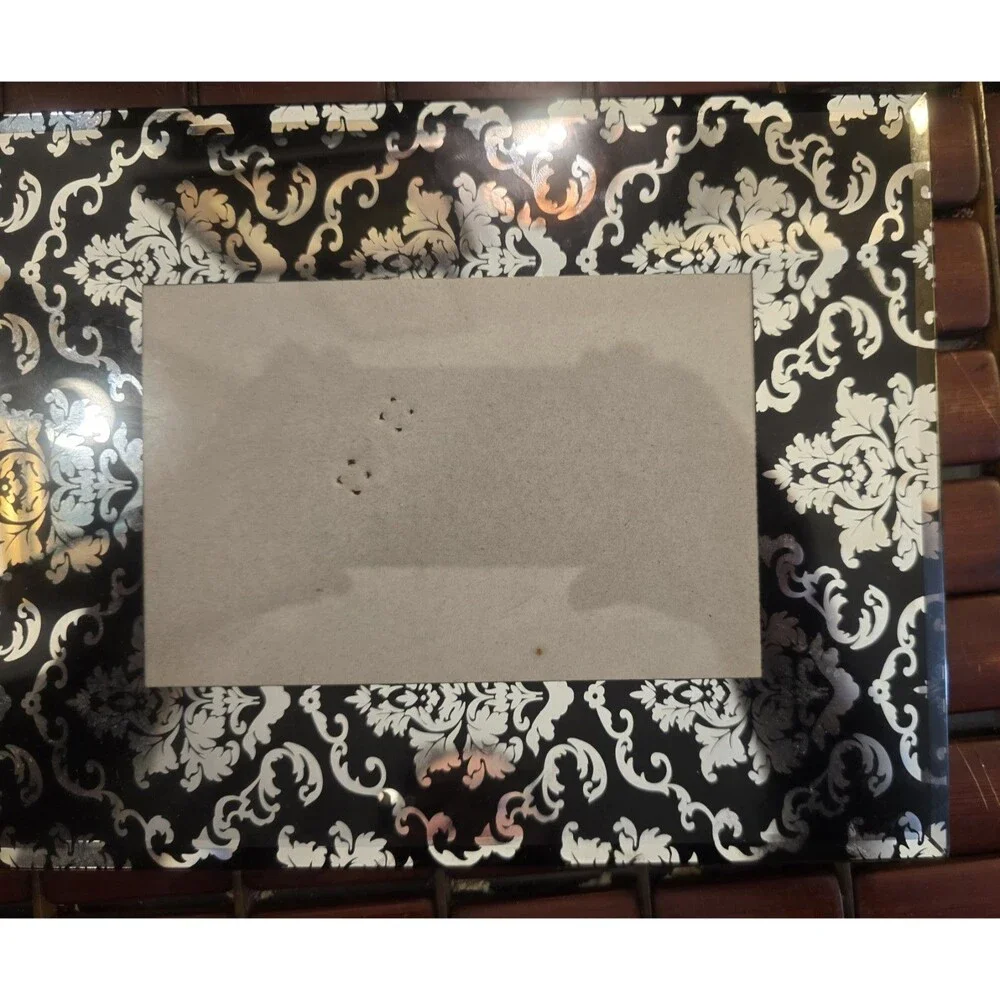 Black & Mirrored Gothic Damask Frame For 6